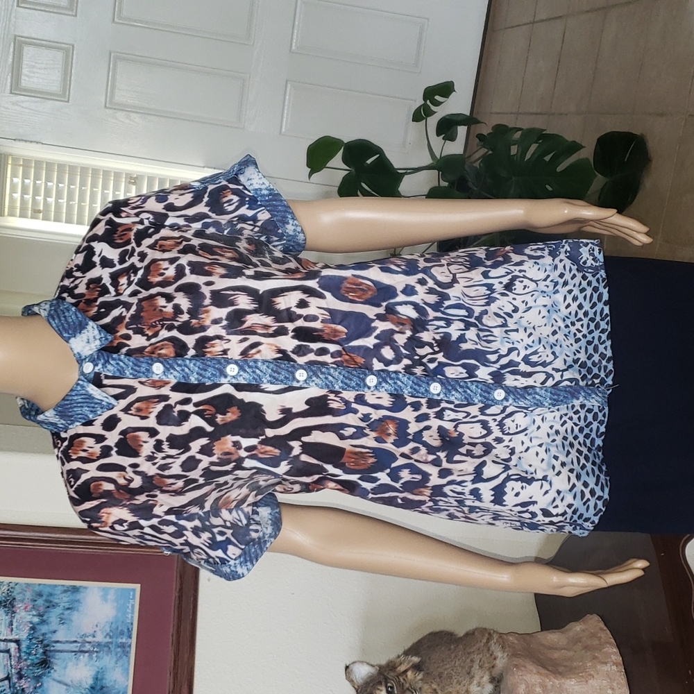 L Abstract Animal Print Pattern Block Ombre Cuffe… - image 1